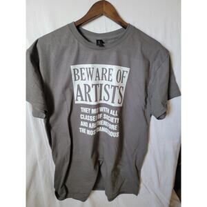 Beware of Artists t shirt size  Large asphalt gray